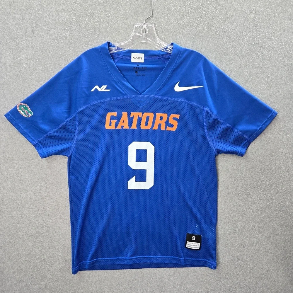 Florida Gators Men Jersey Small Blue Logo Nike Dri Fit Short Sleeve V Neck